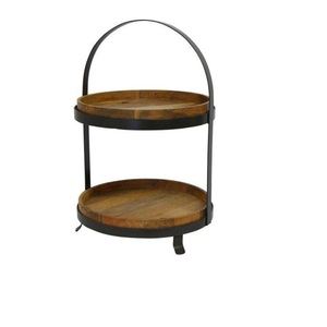 ชุดจานรองเค้กไม้ตกแต่ง ดีไซน์สวยงาม งานฝีมือ ชั้นวางเค้กไม้ทรงกลม หรูหรา - Product Image 1