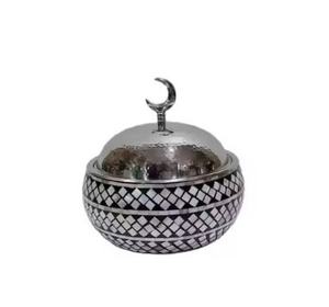 Réchauffeur d'aliments en métal en acier de qualité 304 de haute qualité Style arabe conception de fil vert casserole chaude servant un plat de chauffe-plats - Product Image 6