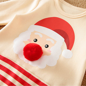 Tutina <span class=keywords><strong>Neonato</strong></span> Personalizzata con Simpatico Cartone Animato a Righe, Babbo Natale, Maniche Lunghe, Naso da Clown Tridimensionale e Dettagli a Contrasto - Product Image 4