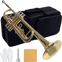 Bb Standard Trumpets for Beginner or Advanced Student Brass Trumpet Instrument with 7C Mouthpiece Hard Case Polishing Cloth