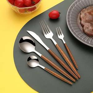 Juego de 2 cubiertos de acero inoxidable, cuchara, cuchillo utilizado en utensilios de cocina, mesa, café, hogar, juego de cubiertos chapados en Color dorado, mango de latón - Product Image 6