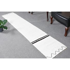 Vintage 1.6x9 ft <b>Rug</b>, Turkish <b>Runner</b> <b>Rug</b>, White Abstract <b>Rug</b> - Product Image 1