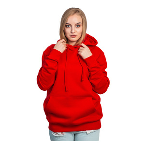 Sweat-shirt unisexe à capuche rouge boutonné en tricot, coupe classique, molleton de coton, pull décontracté, couleur unie, longueur standard, vêtement d'hiver - Product Image 1