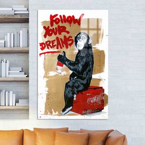 Impression sur toile : Art en verre trempé Monkey de Banksy - Décoration murale graffiti, Verre - Product Image 1