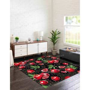 Tapis imprimé grenade - Tapis moderne rouge vibrant pour cuisine et chambre d'enfant, tapis en velours de luxe - Product Image 2