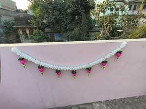 Hermosa tendencia jazmín Lotus Toran puerta Bnadarwal, ventana cenefa templo telón de fondo, escenario telón de fondo, Haldi telón de fondo Mehendi - Product Image 3