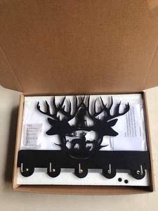 Key <b>Hangers</b> for Wall,Deer Key Hooks for Wall,Black Wooden Antlers Key Rack Organizer for Wall Decorative Christmas Deer - Product Image 5