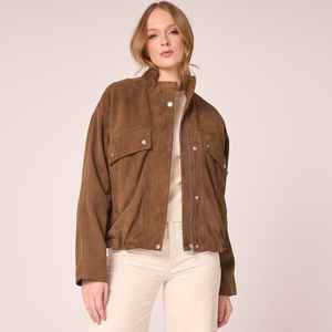 Veste en cuir suédé pour homme sur mesure OEM avec col montant et logo frontal, imperméable, réversible, manteau d'hiver pour homme - Product Image 5