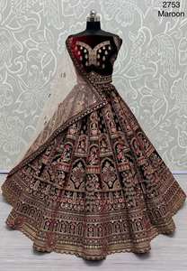 Lehenga Choli de créateur brodé de paon dansant avec double Dupatta - Product Image 6