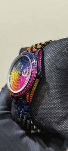 Nuevo Reloj de Pulsera Mecánico Automático de Acero Inoxidable con Diamantes de Moissanita VVS Coloridos en Corte Baguette, Moda de Lujo para Hombre - Product Image 4