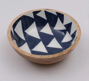 Hand Crafts Printed Wooden Round Serving Bowl for Multipurpose <b>Tabletop</b> Kitchenware Food And Salad Serving Bowls - Product Image 1