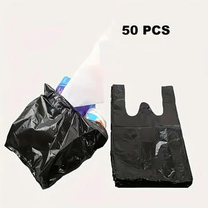 Bolsa de plástico para camisetas, bolsa negra, bolsa de plástico con asa para ir de compras, Comestibles, negocios - Product Image 4