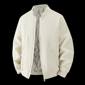 Veste matelassée à col mandarin pour hommes coupe-vent à capuche hiver toile mélange tissu fermeture éclair avant taille personnalisée - Product Image 4