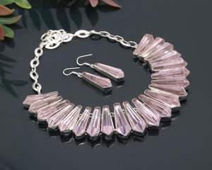 สร้อยคอและต่างหูทำมือสำหรับเด็ก ประดับด้วยพลอยคุนไซต์สีชมพู ตัวเรือนเงินแท้ 925 พร้อมสายปรับระดับได้ ของขวัญเครื่องประดับ - Product Image 5