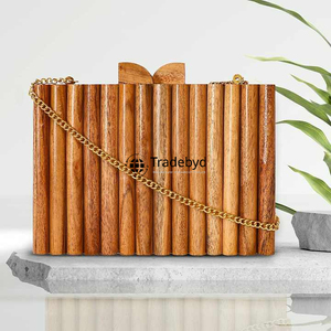 Embrague compacto de madera de estilo moderno con cadenas de perlas Correas Decoraciones Ligero Único de Tradebyd para eventos Festivales - Product Image 3
