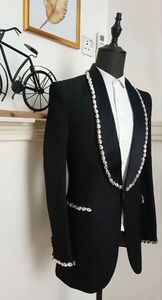 Beautiful & Stylish Crystal Glass Stone Embroidery on Black Blazer,shirt and <b>Pant</b> Dress for Party-wear/wedding @ 2024 - Product Image 2