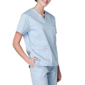 Anti-Wrinkle Soft Premium <b>Fabric</b> <b>Polyester</b> <b>Rayon</b> Spandex Washable Nursing Scrub Set for Women Nursing Scrub Uniforms 2025 - Product Image 1