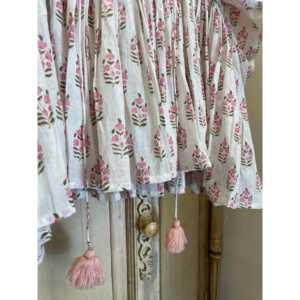 Top Estilo Bohemio Nostalgic Meadow, Transpirable, de Lino, para Mujer, con Estampado Floral, Encaje Bordado y Decoración de Lentejuelas, Talla Única - Product Image 3