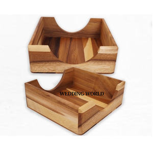 Porte-serviettes en acacia en bois forme carrée porte-mouchoirs faits à la main hôtel et Restaurant Ware porte-serviettes en bois fantaisie - Product Image 1