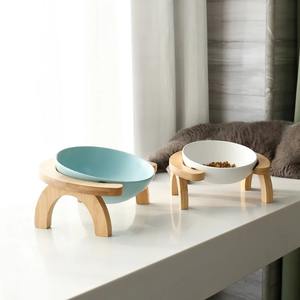 Pet <b>bowl</b> feeder <b>wooden</b> <b>stands</b> cheap price feeding <b>bowl</b> holder for <b>dogs</b> and cats on natural wood <b>stand</b> - Product Image 4