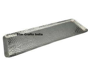 Plateau de service en métal de plateau de luxe robuste brillant avec poignées de plateau en métal pour le petit déjeuner décoratif de café écologique - Product Image 5