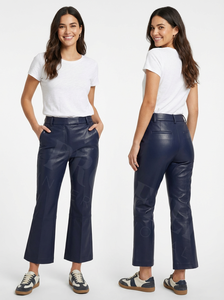 Pantalones de Cuero con Logotipo Personalizado en Relieve, Cintura Alta, Color Amarillo, Ropa de Oficina, Moda Casual, Venta al por Mayor, OEM, Suministro Personalizado - Product Image 6