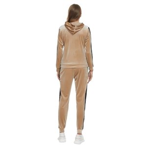 Chándal de terciopelo para mujer, traje de chándal de rayas negras con capucha, ajustado - Product Image 2