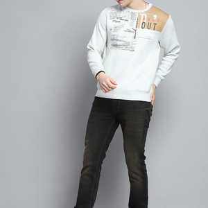 Sweat-shirt d'hiver pour homme, col rond, broderie vierge, 100% coton, polaire, vêtements de sport, streetwear, uni, coupe classique - Product Image 5