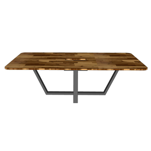 Modern 120x240cm Acacia Wood Meeting <b>Table</b> with Powder-Coated Iron Legs for <b>Office</b> & Hotel Conference Rooms-BH68029 - Product Image 4