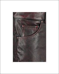 2024 recién llegados 100% pantalones de cuero de vaca originales para hombres pantalones de motorista de cuero antiarrugas y transpirables para hombres. - Product Image 4