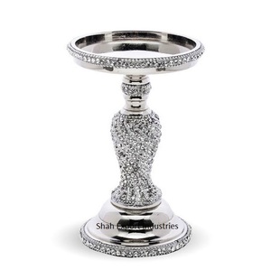 Crystal Beaded Metal <b>Taper</b> <b>Candle</b> Holder Silver Plated Luxury <b>Candle</b> <b>Taper</b> for Home & Christmas Event Decorations - Product Image 3