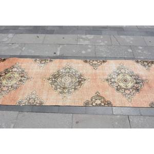 Tapis Vintage en Laine Orange Beige 2.5 X 12.2ft Turc Classique Motif Patchwork pour Adolescent Rectangle Couloir Styles Latex - Product Image 3