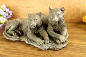 Statue de couple de tigres en résine faite à la main, finition bronze, décoration d'intérieur, objet de décoration de table, provenant du Rajasthan, collection Antiques Nirmala - Product Image 6