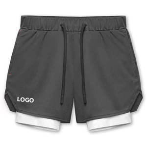 Shorts double couche pour hommes conçus pour les mouvements actifs, maintien de la forme intérieure et structure extérieure réactive pendant l'entraînement en salle de sport - Product Image 1