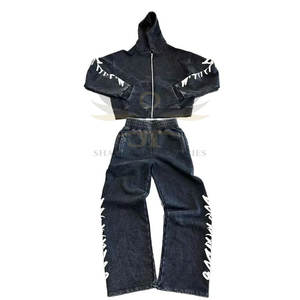 Chándales bordados de angustia de diseño único en venta al por mayor Chándales bordados de angustia de desgaste de calle de alta calidad - Product Image 1