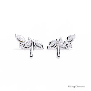 Pendientes de diamantes cultivados en laboratorio de corte redondo y marquesa, regalo de aniversario de oro blanco certificado con diamante CVD - Product Image 3