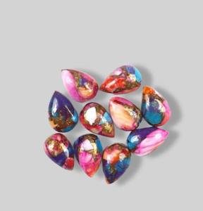 ธรรมชาติสีชมพู Dahlia ทองแดงเทอร์ควอยซ์ลูกแพร์รูปร่าง Flatback Cabochon อัญมณีสําหรับเครื่องประดับขายส่งผู้ผลิตแหวนสร้อยข้อมือ - Product Image 6