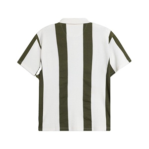 เสื้อโปโลถักสำหรับผู้ชาย ลายทาง แขนสั้น ป้องกันรอยยับ พรีเมียม คอวี พิมพ์ลายสกรีน - Product Image 5