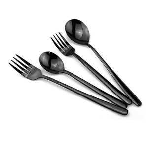 High Quality <b>Mirrored</b> Steel Dessert Spoon 5 Pieces Wedding <b>Black</b> Matte Stainless Steel Spoons Best Designer Low Price - Product Image 3