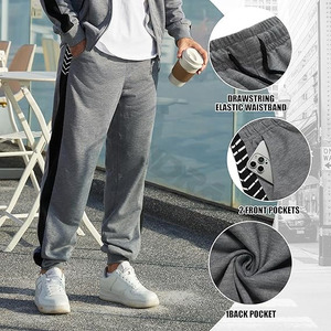 ชุดวอร์มแขนยาวผ้าฝ้าย100% แอกทีฟสำหรับผู้ชาย, ชุดวอร์มแขนยาวซิปเต็มพร้อมแจ็กเก็ตและกางเกงขายาวเป็นมิตรกับสิ่งแวดล้อมสำหรับฤดูหนาว - Product Image 3