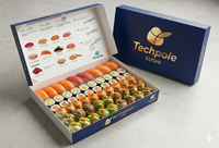 Boîte à sushi pliable en papier écologique de qualité alimentaire avec logo personnalisé et pelliculage mat pour restaurants à emporter