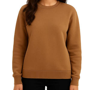 เสื้อสเวตเตอร์แบบสวมศีรษะ unisex สำหรับทุกเพศแขนยาวแบบแร็กแลนทรงหลวมใส่สบายมีซับในสีทึบ - Product Image 1