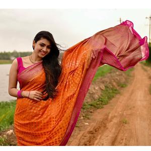 Nouveau à la mode Lichi soie Saree Blouse pièce économique Bollywood Style indien femmes fête porter en gros été Viscose - Product Image 1