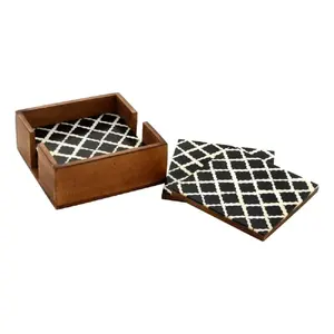 Hot Selling High Quality Acacia Wood Coasters Set Resin Tableware Decor Mats Pads for Tea and Home Use - Product Image 5