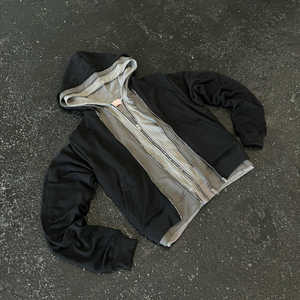 เสื้อฮู้ดมีซิป3ชั้นผ้าคอตต้อนมีฮู้ดโอเวอร์ไซส์3ซิปรูดซิปขึ้นโลโก้ที่กำหนดเองได้ - Product Image 4