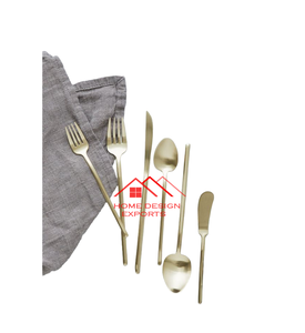 Ensemble de couverts en métal de luxe, finition or et patine, design attrayant, logo personnalisé, fabrication artisanale - Product Image 4