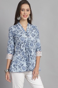 เสื้อเคอร์ติสั้นแขนสั้นผ้าฝ้ายแท้/สั้นสไตล์ตะวันตกดีไซน์ทันสมัยสำหรับสาวๆมีจำนวนมาก - Product Image 5