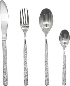 Luxury Polished Brass Flatware <b>Set</b>, 5 <b>Pc</b> Stainless Steel Decorative Design for Elegant Dining - Product Image 2