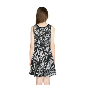 Orisun IV ragazze senza maniche prendisole (AOP) Casual festa dolce stile per 6-10 anni modello solido ODM vestito per bambini - Product Image 4