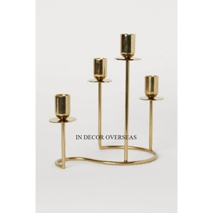 Flowers And Leaves Designer High Grade Gold Plated Excellent Quality Metal Table Centerpiece Wedding <b>Decoration</b> Candle Holder - Product Image 2